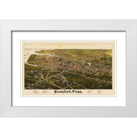 Stamford Connecticut - Burleigh 1883 White Modern Wood Framed Art Print with Double Matting by Burleigh