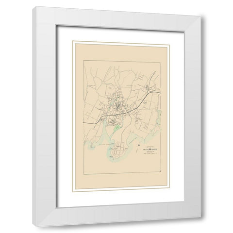 Stamford Connecticut - Hurd 1893 White Modern Wood Framed Art Print with Double Matting by Hurd