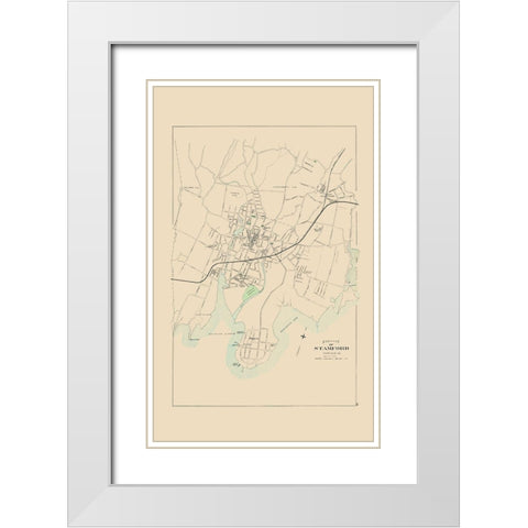 Stamford Connecticut - Hurd 1893 White Modern Wood Framed Art Print with Double Matting by Hurd