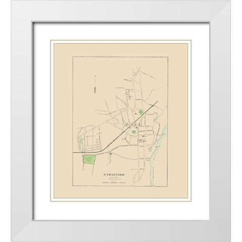 Stratford Connecticut - Hurd 1893 White Modern Wood Framed Art Print with Double Matting by Hurd