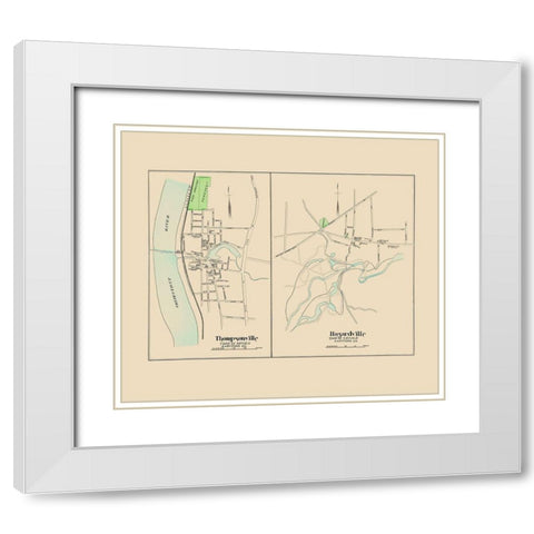 Thompsonville, Hazardville Connecticut - Hurd 1893 White Modern Wood Framed Art Print with Double Matting by Hurd