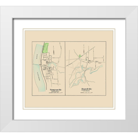 Thompsonville, Hazardville Connecticut - Hurd 1893 White Modern Wood Framed Art Print with Double Matting by Hurd