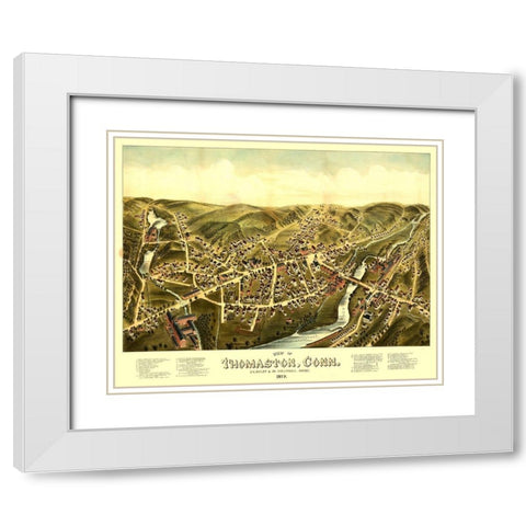 Thomaston Connecticut - Bailey 1879  White Modern Wood Framed Art Print with Double Matting by Bailey