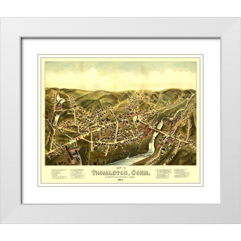 Thomaston Connecticut - Bailey 1879  White Modern Wood Framed Art Print with Double Matting by Bailey
