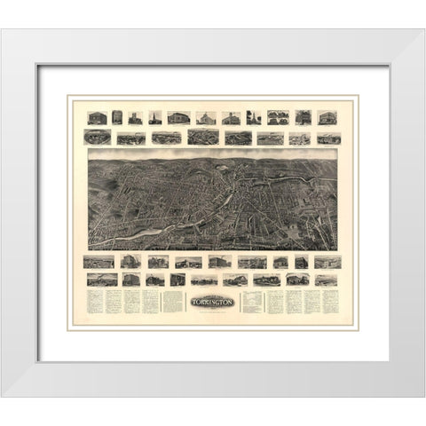 Torrington Connecticut - Bailey 1907  White Modern Wood Framed Art Print with Double Matting by Bailey
