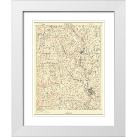 Waterbury Connecticut Sheet - USGS 1892 White Modern Wood Framed Art Print with Double Matting by USGS