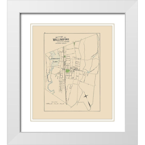 Wallingford Connecticut - Hurd 1893 White Modern Wood Framed Art Print with Double Matting by Hurd