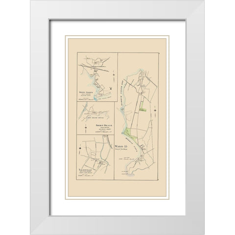 Stony Creek, Ward 15, Yalesville Connecticut White Modern Wood Framed Art Print with Double Matting by Hurd