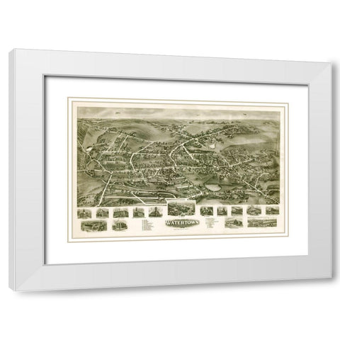 Watertown Connecticut - Bailey 1918  White Modern Wood Framed Art Print with Double Matting by Bailey