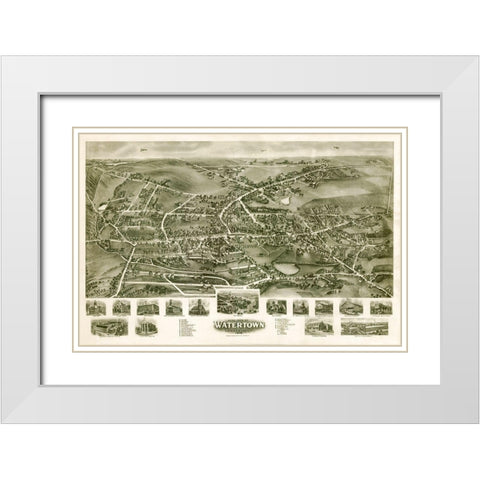 Watertown Connecticut - Bailey 1918  White Modern Wood Framed Art Print with Double Matting by Bailey