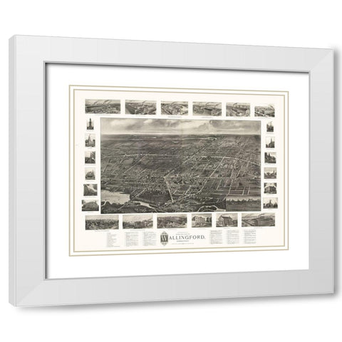 Wallingford Connecticut - Bailey 1905  White Modern Wood Framed Art Print with Double Matting by Bailey