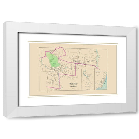 Westville Connecticut - Hurd 1893 White Modern Wood Framed Art Print with Double Matting by Hurd