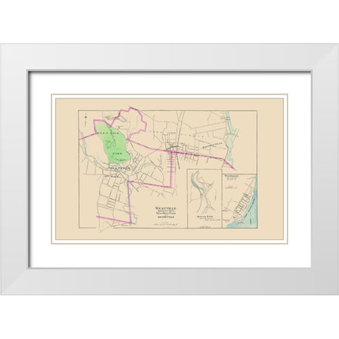 Westville Connecticut - Hurd 1893 White Modern Wood Framed Art Print with Double Matting by Hurd