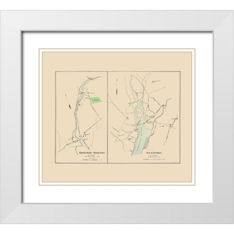 Westport, Sandy Hook, Rocky Glen Connecticut White Modern Wood Framed Art Print with Double Matting by Hurd