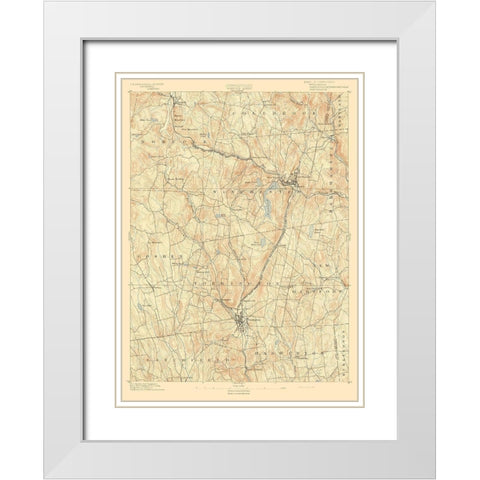 Winsted Connecticut Sheet - USGS 1892 White Modern Wood Framed Art Print with Double Matting by USGS
