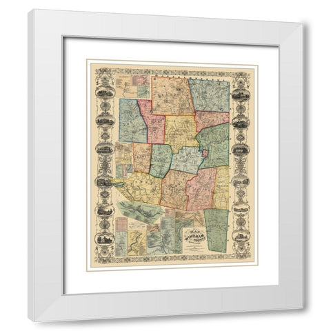 Windham Connecticut Landowner - Woodford 1855 White Modern Wood Framed Art Print with Double Matting by Woodford