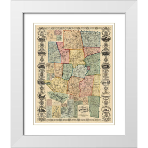 Windham Connecticut Landowner - Woodford 1855 White Modern Wood Framed Art Print with Double Matting by Woodford