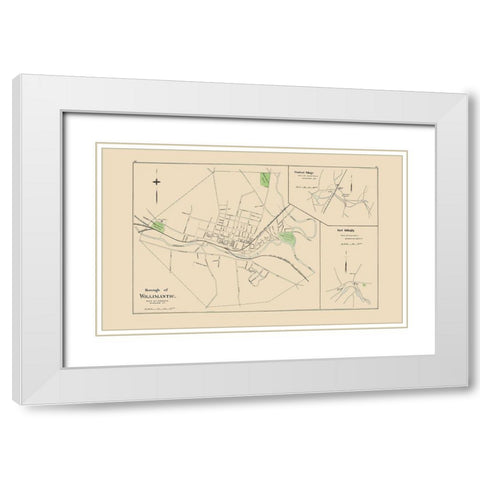 Wiillimantic Connecticut - Hurd 1893 White Modern Wood Framed Art Print with Double Matting by Hurd