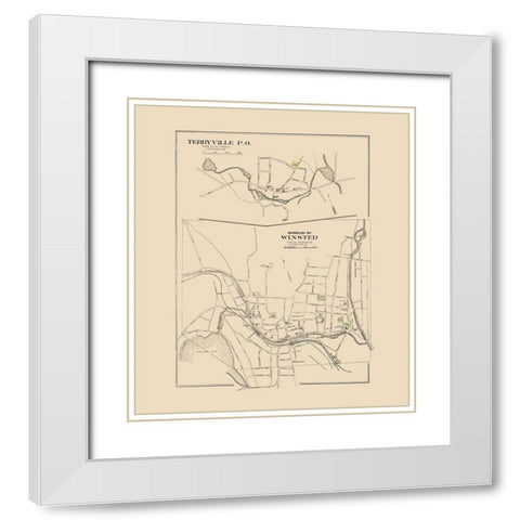 Winsted Connecticut - Hurd 1893 White Modern Wood Framed Art Print with Double Matting by Hurd
