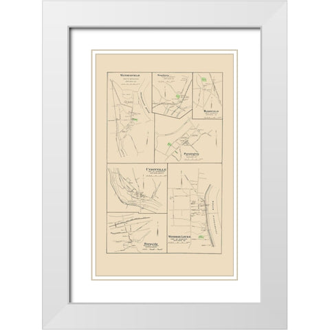 Windsor Locks, Wetherfield, Farmington Connecticut White Modern Wood Framed Art Print with Double Matting by Hurd