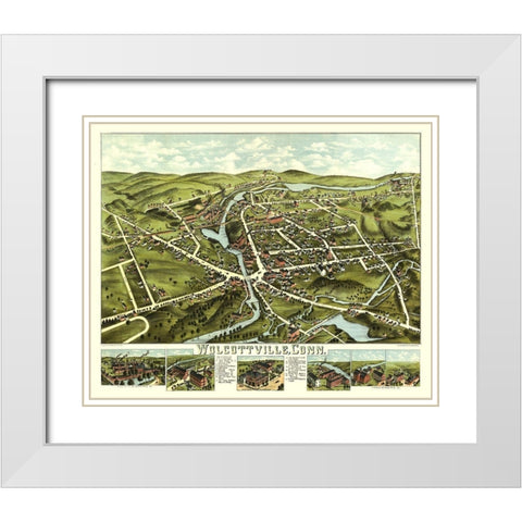 Wolcottville Connecticut - Bailey 1875  White Modern Wood Framed Art Print with Double Matting by Bailey