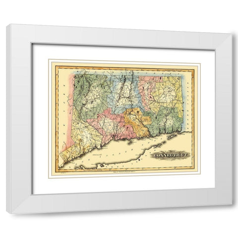 Connecticut - Lucas 1823 White Modern Wood Framed Art Print with Double Matting by Lucas