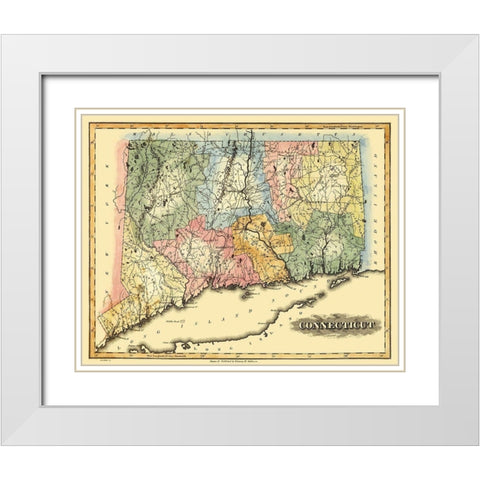 Connecticut - Lucas 1823 White Modern Wood Framed Art Print with Double Matting by Lucas