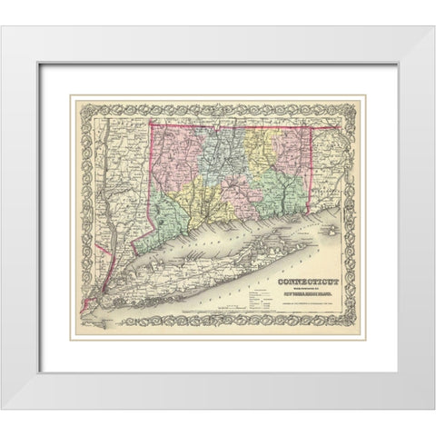 Connecticut - Colton 1856 White Modern Wood Framed Art Print with Double Matting by Colton