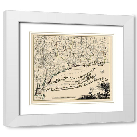 Connecticut, Long Island New York - Covens 1780 White Modern Wood Framed Art Print with Double Matting by Covens