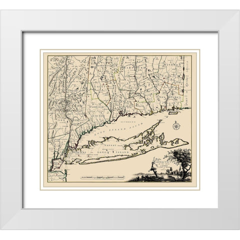 Connecticut, Long Island New York - Covens 1780 White Modern Wood Framed Art Print with Double Matting by Covens
