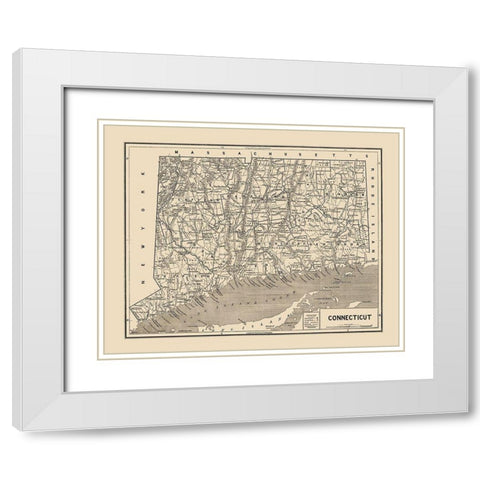 Connecticut - Hurd 1893 White Modern Wood Framed Art Print with Double Matting by Hurd