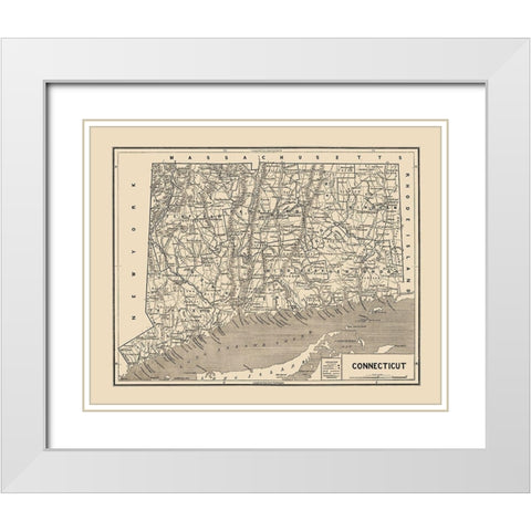 Connecticut - Hurd 1893 White Modern Wood Framed Art Print with Double Matting by Hurd
