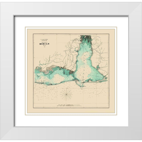 Approaches to Mobile Alabama - Bache 1864 White Modern Wood Framed Art Print with Double Matting by Bache