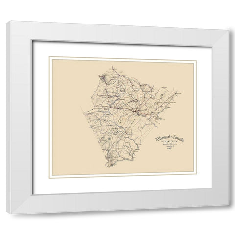 Albemarle County Virginia - Hotchkiss 1867 White Modern Wood Framed Art Print with Double Matting by Hotchkiss