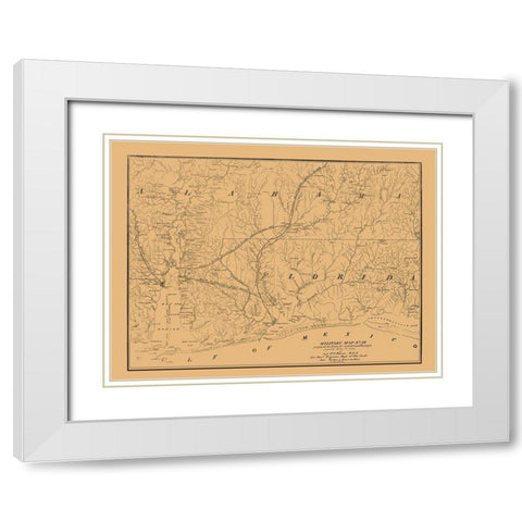 Alabama South Florida West Military - Hains 1864 White Modern Wood Framed Art Print with Double Matting by Hains