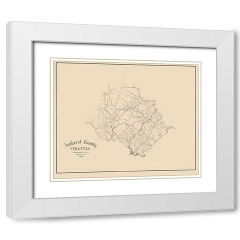 Amherst County Virginia - Hotchkiss 1867 White Modern Wood Framed Art Print with Double Matting by Hotchkiss