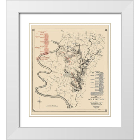 Antietam No. 1  Battlefield - Stearns 1862 White Modern Wood Framed Art Print with Double Matting by Stearns