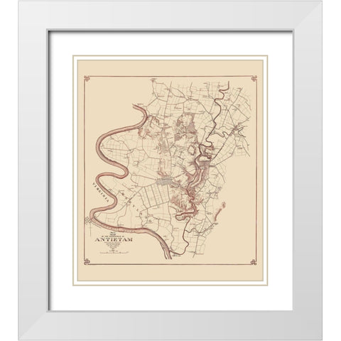 Antietam No. 2 Battlefield - Stearns 1894 White Modern Wood Framed Art Print with Double Matting by Stearns