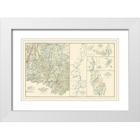 Atlanta Campaign Georgia Civil War - Bien 1864 White Modern Wood Framed Art Print with Double Matting by Bien