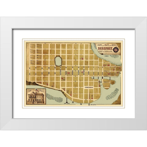 Beaufort South Carolina - Schelten 1861 White Modern Wood Framed Art Print with Double Matting by Schelten