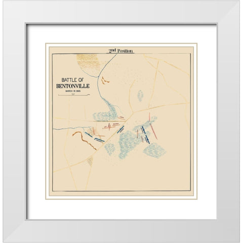 Bentonville Battle 2nd Position North Carolina White Modern Wood Framed Art Print with Double Matting by Unknown