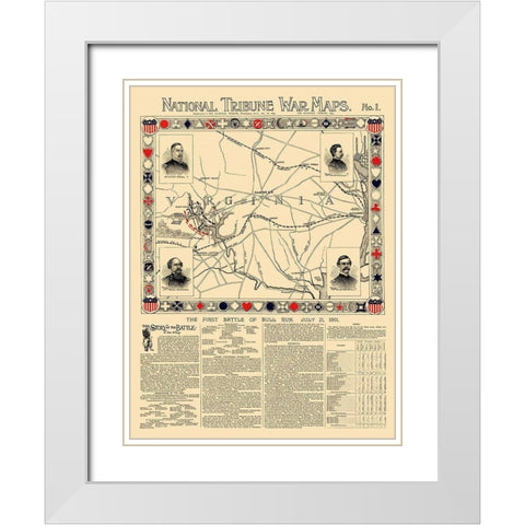 Bull Run First Battle Virginia - 1895 White Modern Wood Framed Art Print with Double Matting by Unknown