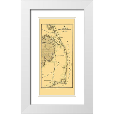 Burnside Expedition Route North Carolina White Modern Wood Framed Art Print with Double Matting by Foster