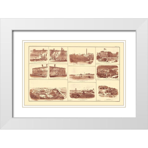 Forts of South Carolina - Bien 1895 White Modern Wood Framed Art Print with Double Matting by Bien