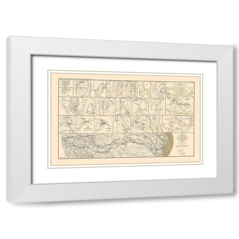Campaign Chattanooga to Atlanta to Savannah White Modern Wood Framed Art Print with Double Matting by Bien