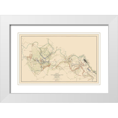 Battles Chancellorsville Salem Fredericksburg White Modern Wood Framed Art Print with Double Matting by Hotchkiss