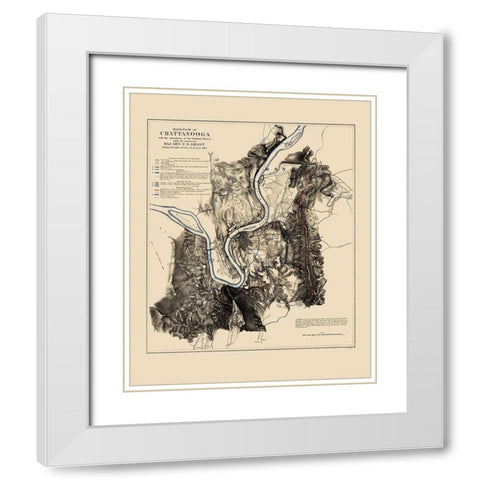 Battlefield of Chattanooga - Smith 1863 White Modern Wood Framed Art Print with Double Matting by Smith