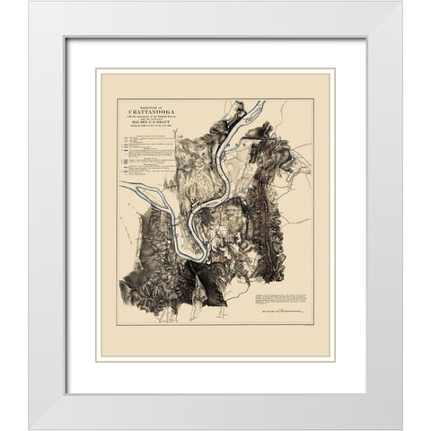 Battlefield of Chattanooga - Smith 1863 White Modern Wood Framed Art Print with Double Matting by Smith