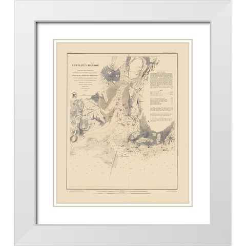 New Haven Harbor - Bache 1846 White Modern Wood Framed Art Print with Double Matting by Bache