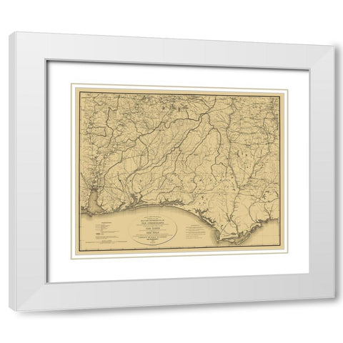 Cumberland of South and Gulf - Callahan 1863 White Modern Wood Framed Art Print with Double Matting by Callahan